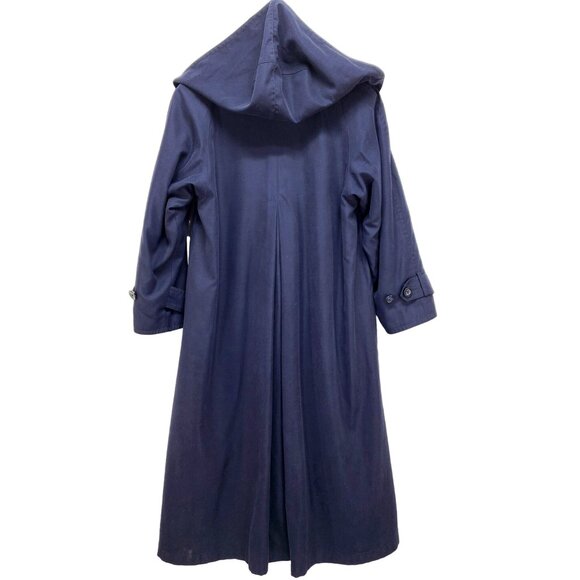 SOPHISTICATE PETITE  Navy Blue Thermal Double-Breasted Trench Coat Size 0 Womens - Picture 2 of 14